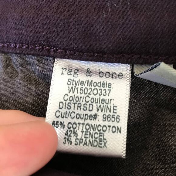 Rag & Bone • The Skinny Jean Distressed Wine - Picture 6 of 6